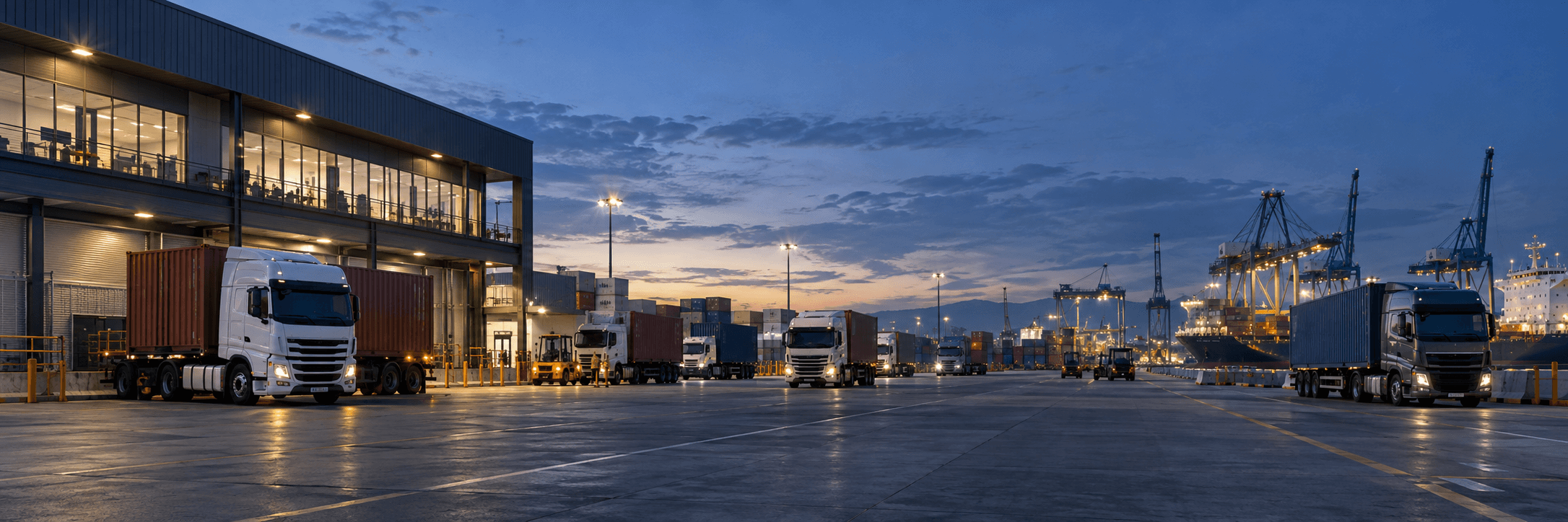 Centro de operaciones logísticas con flota de transporte de carga
